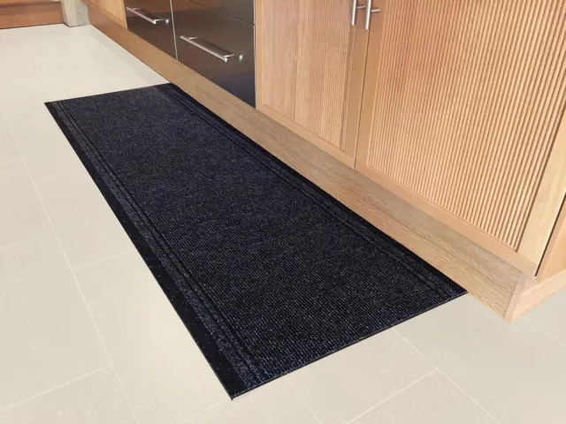 JYG Tapijtloper Club Antraciet 66 x 400 cm (= 4m ) - Keukenloper - Anti Slip - snijdbaar