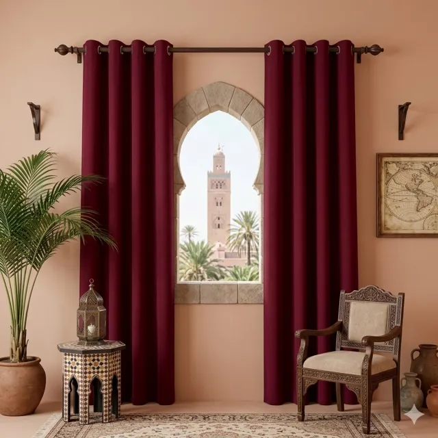 Maison Elara Thermo-isolerende verduisteringsgordijnen met oogjes, 140 x 175 cm, 2 stuks, Rood
