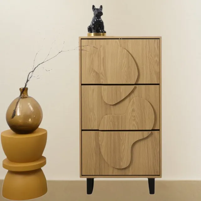 MISOU Calypso Schoenenkast - met 3 Lades - Schoenen - Opbersysteem - Hout - Schoenenrek - Hal - Organizer - 12 Paar Bruin