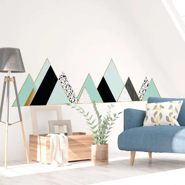 Ambiance Sticker Muurstickers - Decoratie voor slaapkamer/woonkamer - Gigantische muursticker van Scandinavische bergen ENNEDI - 120x180cm Multi color
