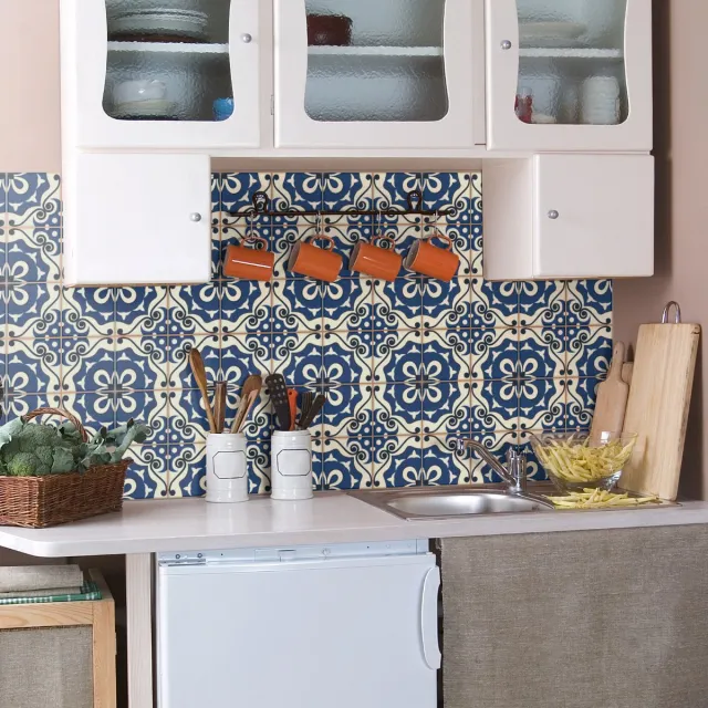 Ambiance Sticker Zelfklevende tegelmuurstickers voor keuken en badkamer - 60 Azulejos Novella tegelstickers - 60 stickers 20x20cm Multi color