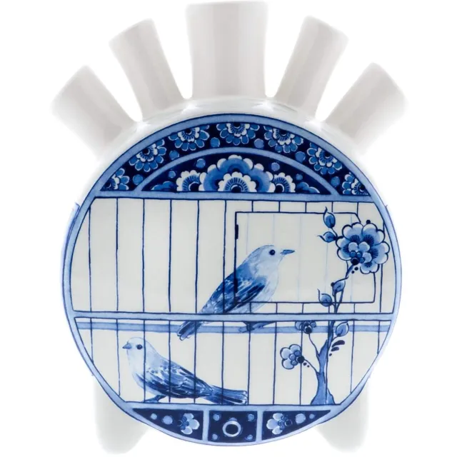 Heinen Delfts Blauw Tulpenvaas Vogelkooi - Rond - Cabinet des Fleurs - Keramiek - 20 cm Delfts blauw