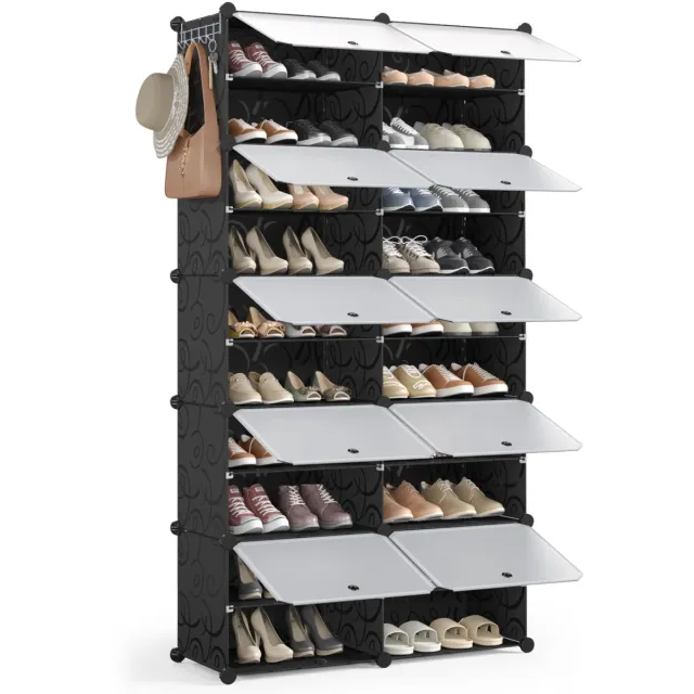 Ibenzoa Schoenenrek met 10 niveaus voor 40 paar schoenen, ruimtebesparende organizer voor elke kamer Zwart