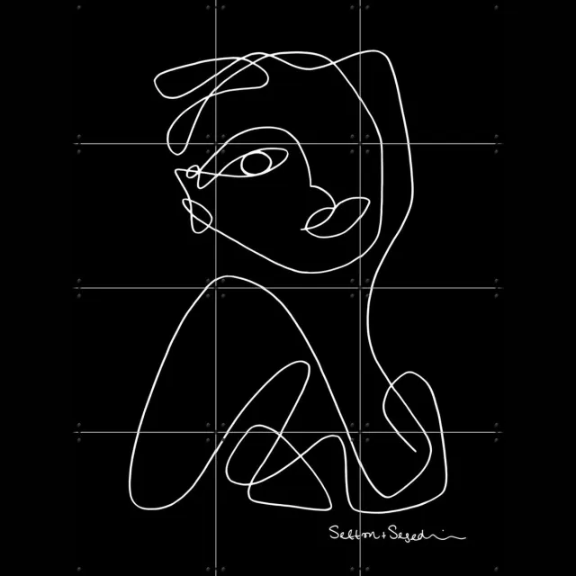 IXXI Hybrid Pearl black, Sefton & Segedin - 60 x 80 cm - Grote wanddecoratie en posters - Illustraties, Grafisch Ontwerp, Abstract, Digitale Kunst Zwart en wit / Grijs / Donkere tinten / Wit / Zwart