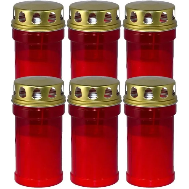 Trend Candles grafkaars - 6x - gedenklicht met deksel - rood - 7 x 14 cm - 2,5 dag - Gedenkkaars - Graflicht/herdenkingslicht