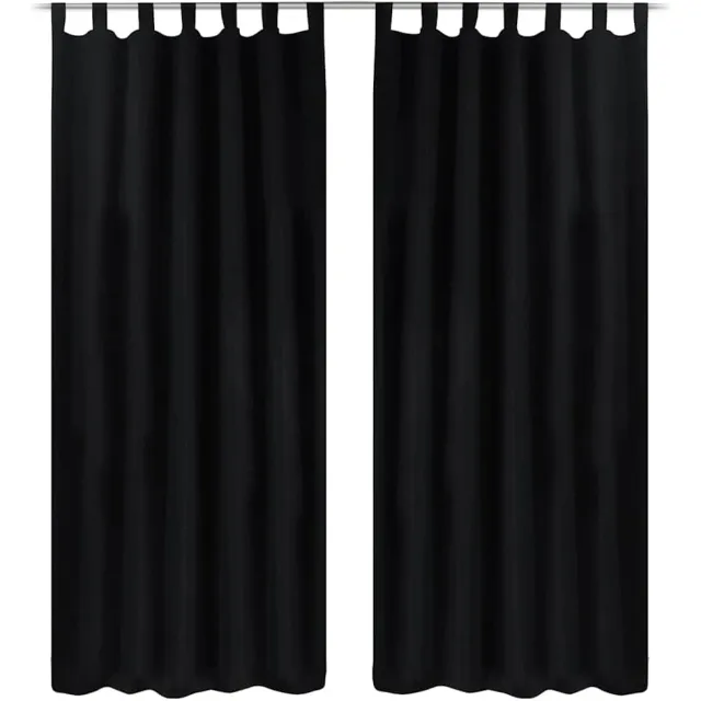 vidaXL Micro-Satijnen Gordijnen met Ringen 140 x 245 cm 2 stuks (Zwart)