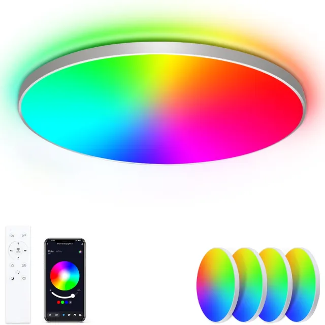 Oraymin 4x RGB LED Plafondlamp - Afstandsbediening - 24W 2400LM - Ø30cm Wit