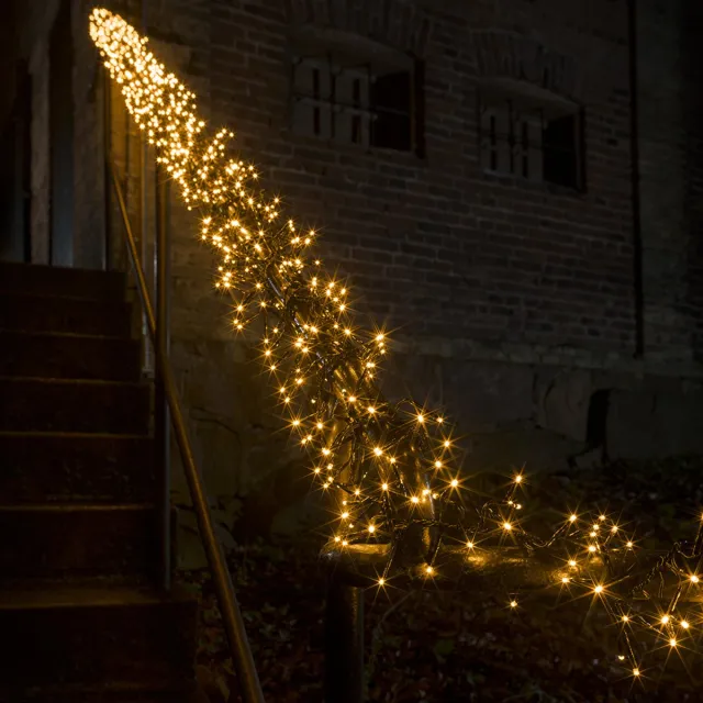 Konstsmide Clusterverlichting voor binnen en buiten - 8 functies - 1536 LEDs – 2100K Amber – 11,3 meter – Kerstverlichting – IP44 – Incl. Transformator