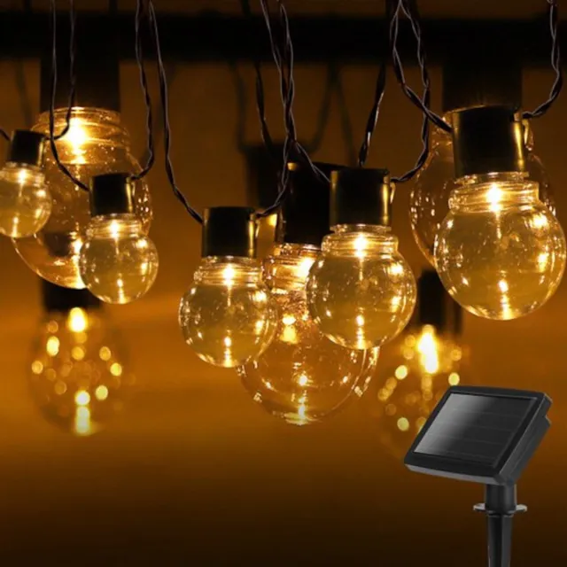 MasterLED LED Lichtsnoer met Zonne-energie - Dag en Nacht Sensor - Warm Wit 3000K - 4.85 Meter - 20 LED's - Waterdicht IP44