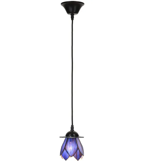 Coloured by Art Tiffany Hanglamp aan snoer ''Blue Lotus'' - Art Deco Trade Blauw