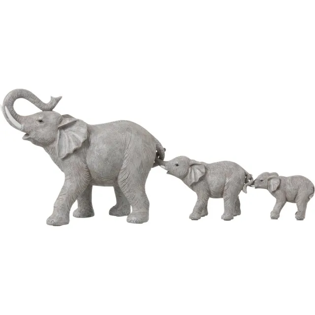 J-Line figuur 3 Olifanten - polyresin - grijs