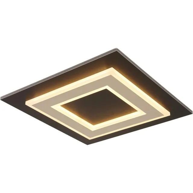 Globo LED plafondlamp Woonkamerlamp Plafondlamp paneel structuur, MDF kunststof metaal, 24W 680lm warm wit, LxBxH 32x32x5,5 cm Zwart