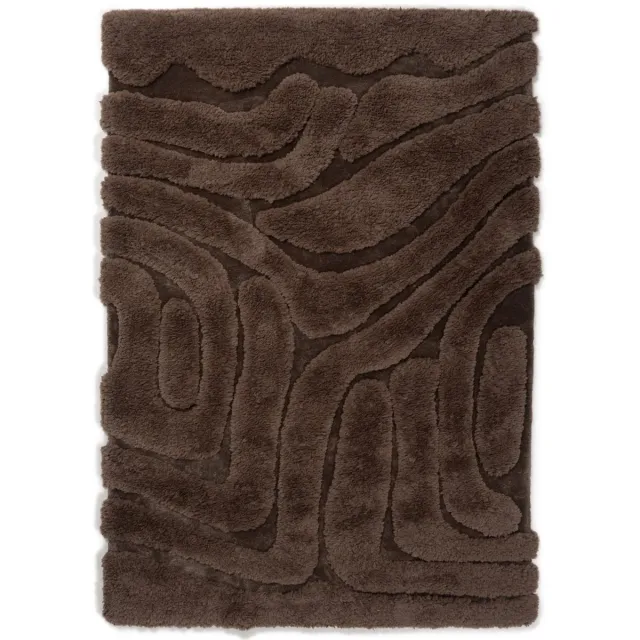 DÉJA Living Vloerkleed 200x290cm - Hoogpolig Bruin Stof - Calen