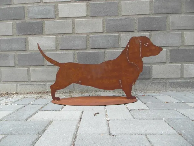 Saremo Gladharige teckel - ecoroest - metaal roest decoratie - huisdier - roest metaal - cortenstaal uitstraling - gezelligheid roestbruin
