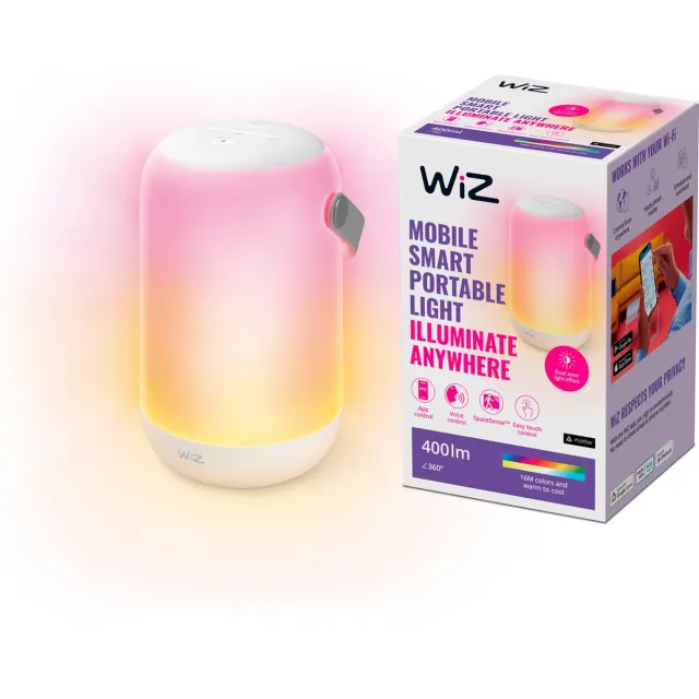 WiZ Tafellamp Mobile - Gekleurd en Wit Licht - Slimme LED Verlichting - Draagbaar - Dual zone lichteffect - Wi-Fi
