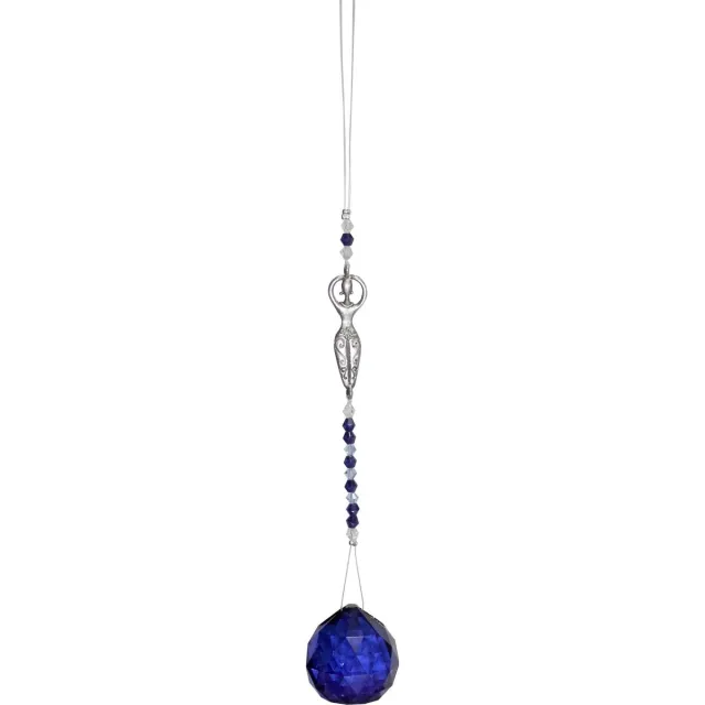 Green Tree Candle Suncatcher Maangodin - Raamkristal Blauw -Kristalhanger Maan Godin Kobalt Blauw 15cm Multicolor