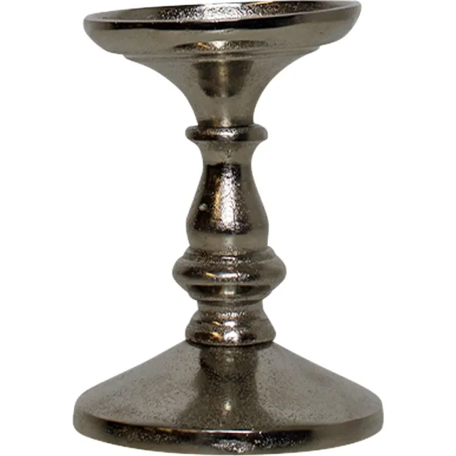 Mars & More kandelaar rond - aluminium zilver - 12 cm hoog