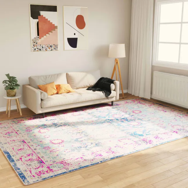 vidaXL Vloerkleed wasbaar 190x300 cm meerkleurig blauw, foto 2