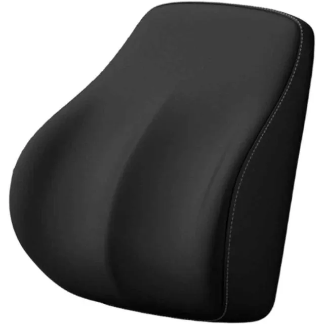 SSTRWGOOD Lendenkussen - Ergonomisch Rugkussen - 38x34x12cm - Geschikt voor Autostoel, Kantoorstoel en Rolstoel - Vervaardigd uit Stof Zwart