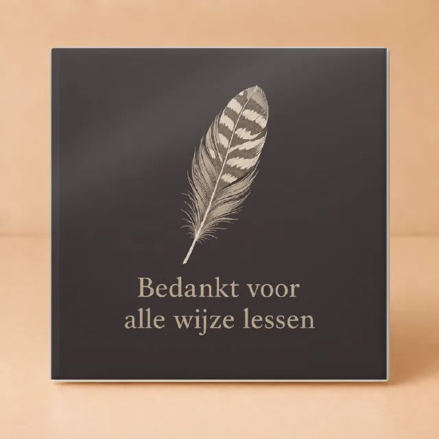 Bedruk King Sfeervolle Boho "Eindejaars-applaus voor de klas" Tegel – Organische Wanddecoratie voor Dankbare Docenten - 11 x 11 cm Wit