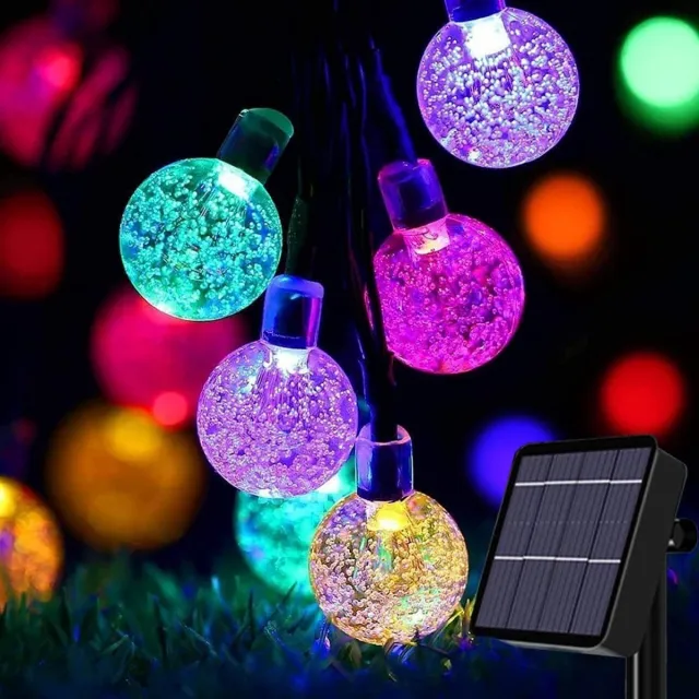 GelldG Solar-lichtsnoer geschikt voor buiten – 50 LED's – Geschikt voor binnen en buiten – 8 standen – Waterdicht – Ideaal geschikt voor balkons, tuinen, boomdecoratie, bruiloften, feestjes en terrassen – Meerkleurig