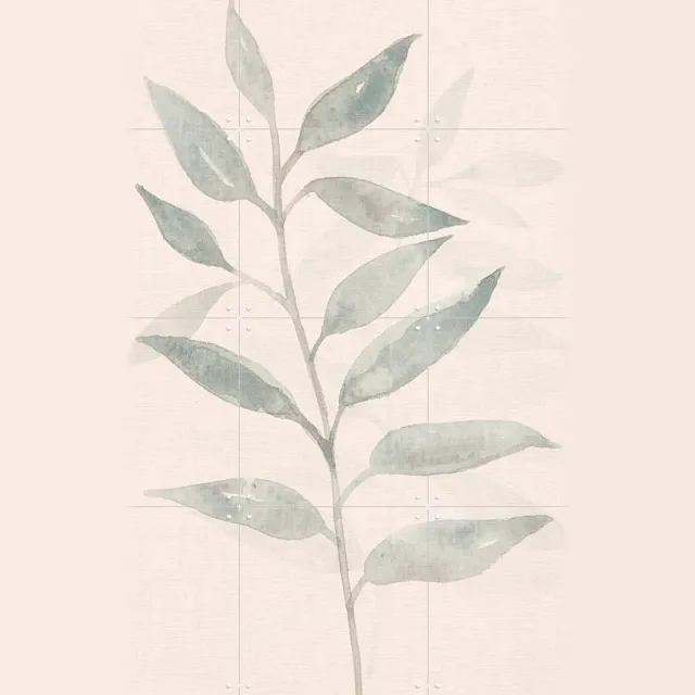 IXXI Japandi Watercolour branch, Bloomery Decor - 60 x 80 cm - Grote wanddecoratie en posters - Abstract, Illustraties, Minimalisme, Aquarel Grijs / Groen / Beige