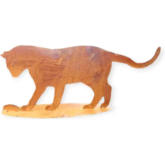 Rostikal Decoratie - Tuin - Kat met Muisje - Roest figuur - Metaal - 25 cm hoog Roest Bruin