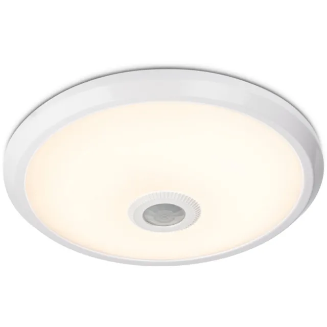 HOFTRONIC LED Plafondlamp - Bewegingssensor & Schemerschakelaar - Rond - Ø29 cm - 12 watt - 1000 Lumen - 3000K warm wit - Wit - IP20 voor binnen