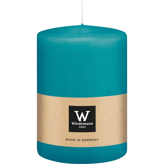 Wiedemann Cilinderkaars/stompkaars groot - turquoise blauw - 15 x 10 cm - 113 branduren - zuilkaarsen