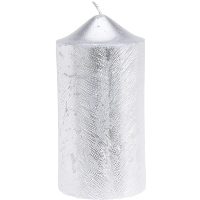 Home & Styling Collection Home Styling Collection - Decoratieve kaars met metallic patroon, 7 x 14 cm Zilver
