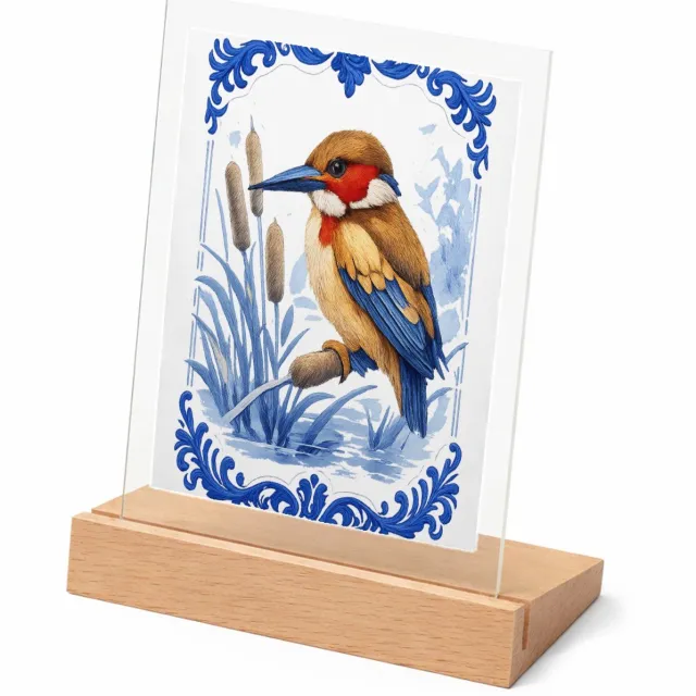 Mr Cadeautjes Glasframe met vaste tekst - design Elegante zeedier-illustratie met porseleinen rand | cadeau Wit