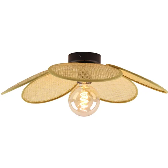 Olucia ROWEN - Plafondlamp - Bruin / Zwart - Vorm: Rond