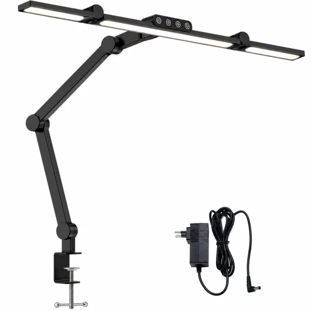 Veya Bureaulamp LED - Tafellamp - Leeslampje voor boek - Dimbare lamp - 5 Helderheidsniveaus - Flexibele arm - Oogvriendelijk Zwart