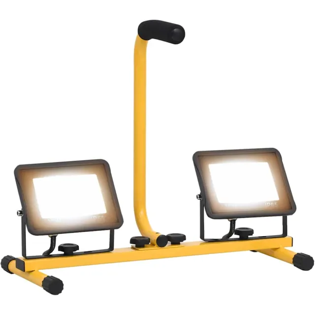 vidaXL Spotlight met handvat LED 2x30 W warmwit Zwart