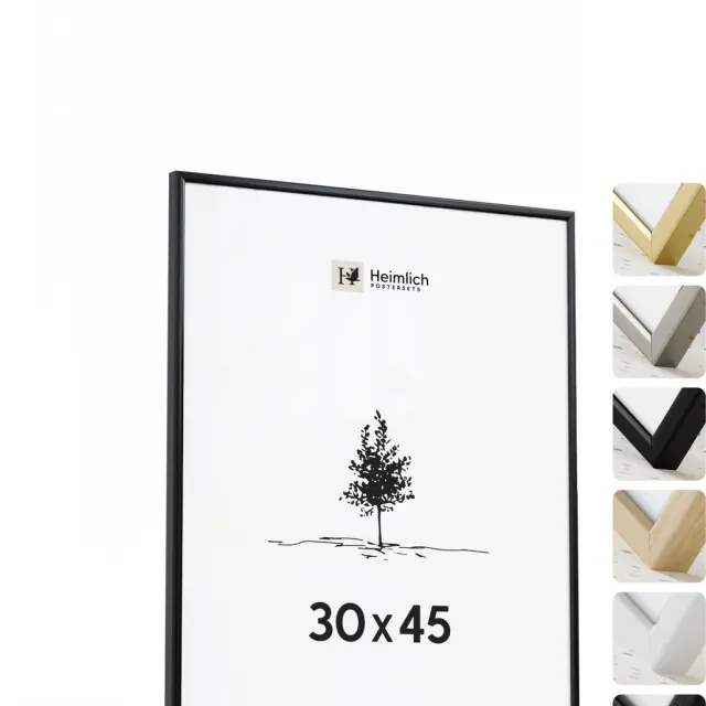 Heimlich Fotolijst 30x45 cm - Posterlijst Metaal Zwart - Wandhangend - Onbreekbaar Kunststof Glas