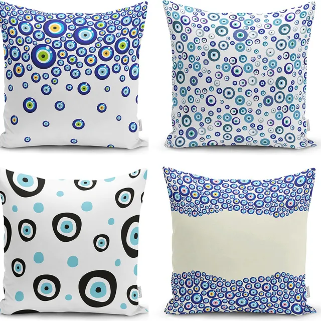 Zethome Kussenhoes Vierkant - 4 Stuks - Dubbelzijdig bedrukt - Kussenhoezen Set - Soft Touch - Geen personage - 43x43 cm blauw