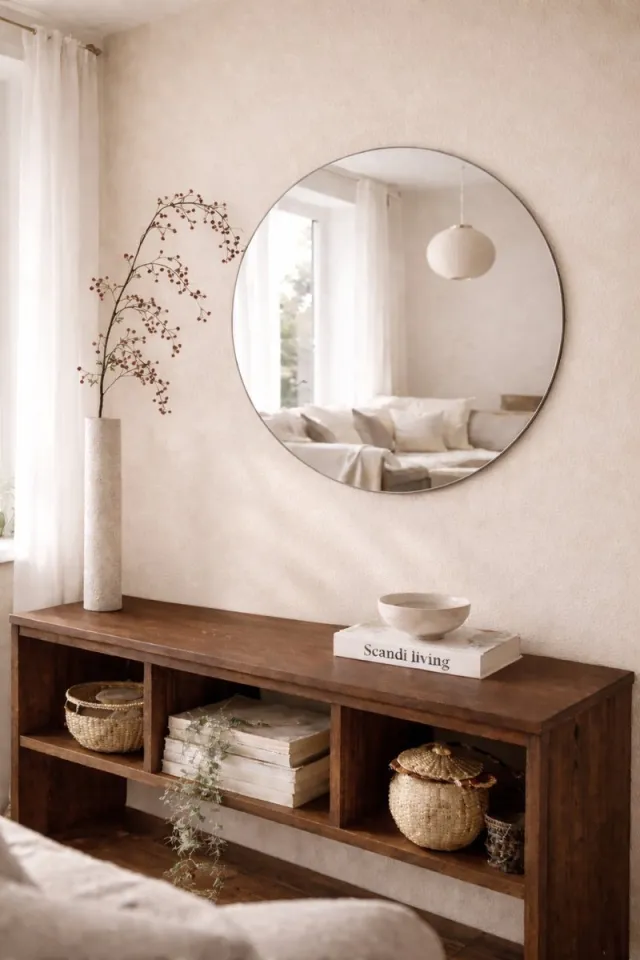 Nordic Style® Ronde spiegel 80x80cm - Frameloos - Scandinavische Spiegels - Cirkel - Zonder lijst - Randloos - Frameloos - Wandspiegel - Badkamerspiegel - Gangspiegel - Wand - Gang - Badkamer Naturel