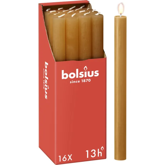 Bolsius 16 Dinerkaarsen Rustiek - Geel