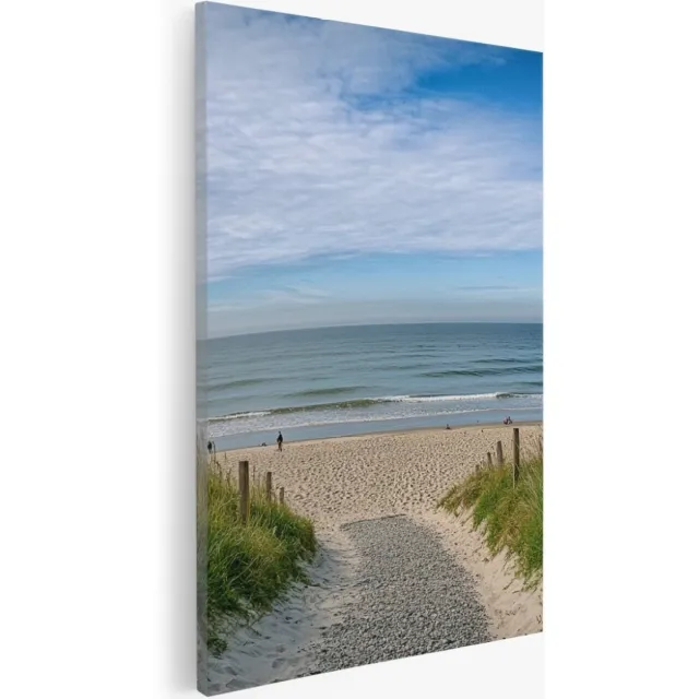 Saammp Canvas Schilderij - strand en zee - Nederland - 30x40 - Foto op canvas - Wanddecoratie - muurdecoratie Woonkamer - Slaapkamer decoratie - Canvas Print Multicolor