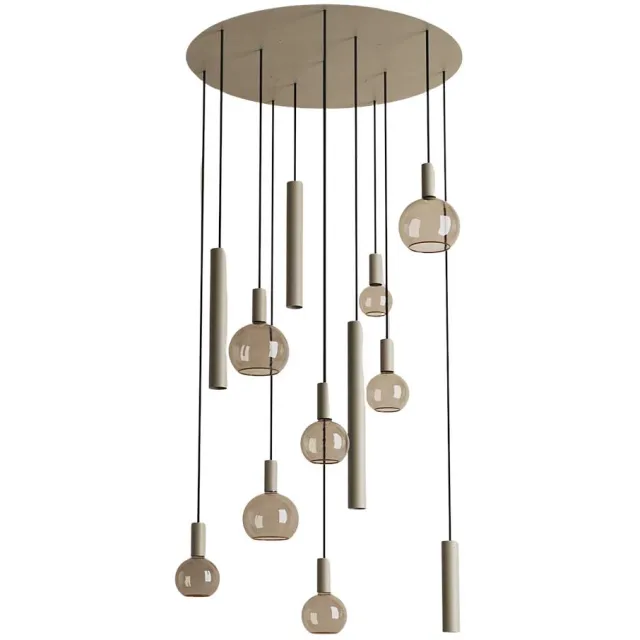 ZTAHL Hanglamp Riva rond 12 lichts quartz
