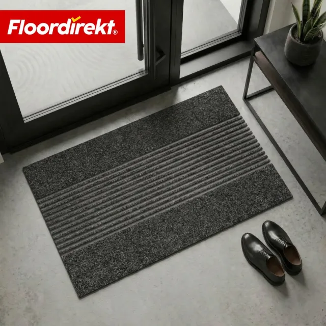 Floordirekt Circa Deurmat – Wasbaar – Antislip – Antraciet gestreept – 70 × 120 cm