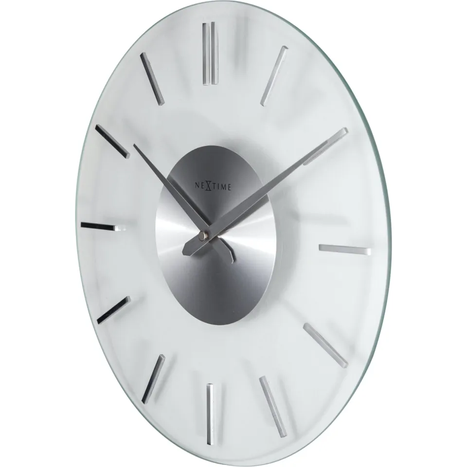 NeXtime Clocks Nextime wandklok- 26 cm - Aluminum - Glas - Stripe - 26 cm transparant, foto 3
