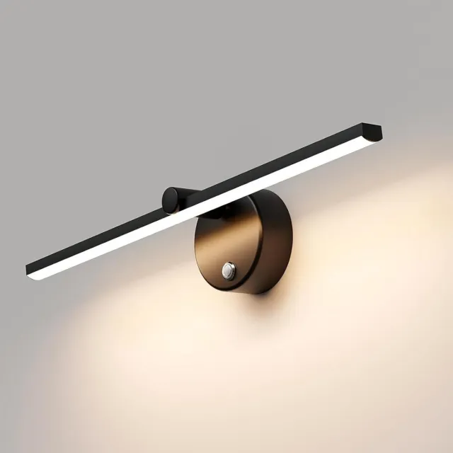 GelldG Badkamerverlichting - Dimbaar - LED-badkamerverlichting - Met schakelaar - Draaibaar - 5W 4000K - Badkamerverlichting - Geschikt voor wastafel, woonkamer, slaapkamer, gang - 41 cm - Zwart