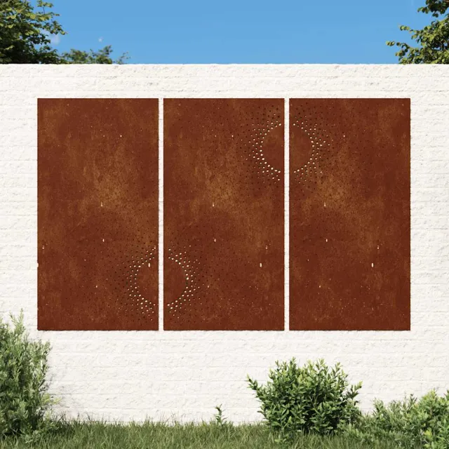 vidaXL Wanddecoratie tuin 3 st zonontwerp 105x55 cm cortenstaal Bruin