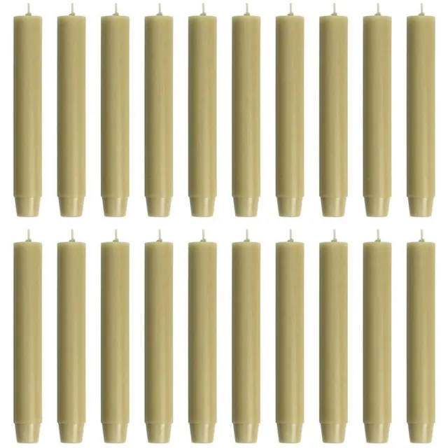 Rustik Lys chique mooie dinerkaarsen pak van 20 stuks 2.6 x 18 cm in de kleur Beige Olijf