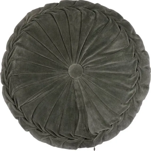 Linen & More Kanan Velvet - rond sierkussen - groen - 40 x 40 cm groen grijs