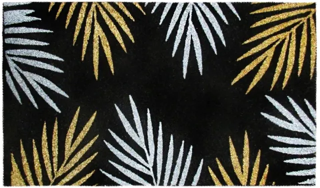 Ibenzoa Fleurige Kokosmat 40 x 70 cm met Antislip Onderzijde en Tropisch Bladmotief Tropische bladeren