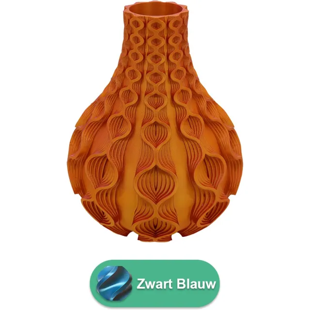 Lovora Coral organische vaas – Decoratieve vaas - Zwart / Blauw - 3d geprinte vaas – geschikt voor droogbloemen - 20CM