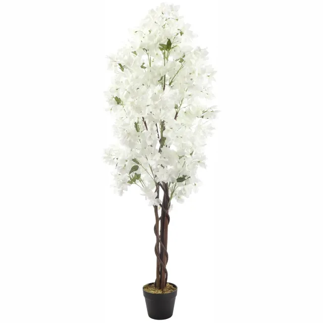 Kunstpalm Witte Kunstplant Bougainvillea 150 cm – Kunst Bloesemboom – Nep Boom met Bloemen – Onderhoudsvrije Decoratie Bloemboom
