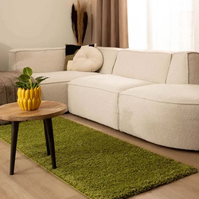 Tapeso Hoogpolige loper - Shaggy Trend groen 80x300
